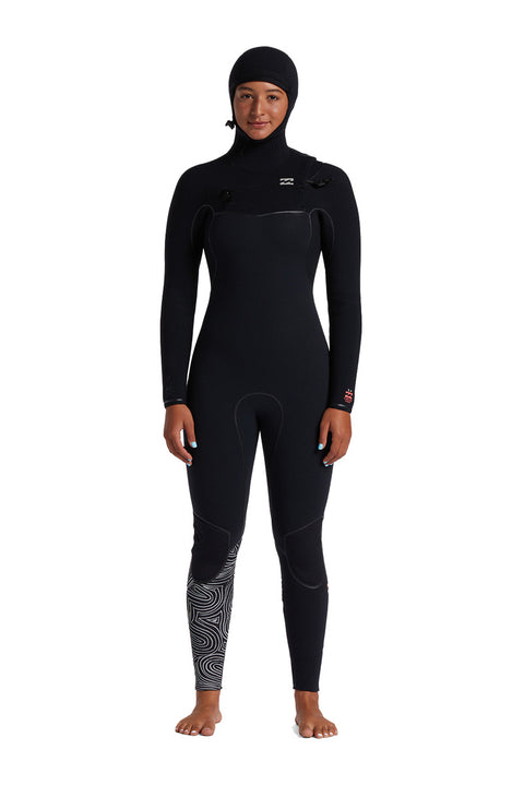 Billabong Women's Furnace 5/4 Chest Zip Hooded Wetsuit - Midnight Trails