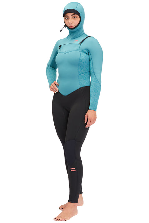 Billabong Women's Synergy 5/4 Hooded Chest Zip Wetsuit - Marine - Side