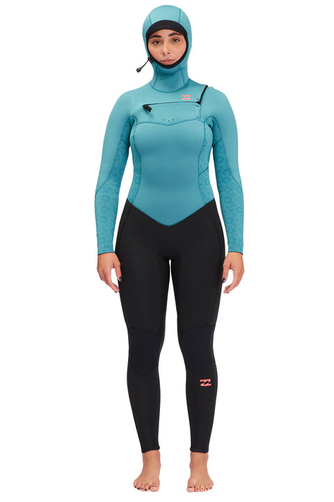 Billabong Women's Synergy 5/4 Hooded Chest Zip Wetsuit - Marine