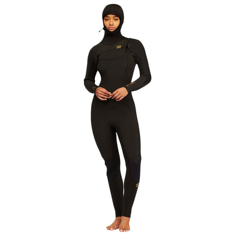 Billabong Women's Synergy 5/4 Hooded Wetsuit - Black Tie Dye
