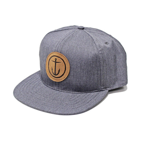 Captain Fin OG Anchor 6 Panel Hat - Heather Grey / Brown