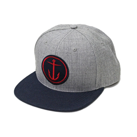 Captain Fin OG Anchor 6 Panel Hat - Heather Grey / Navy