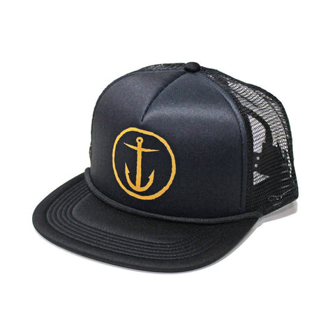 Captain Fin OG Anchor 5 Panel Trucker Hat - Black
