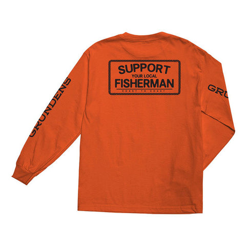 Dark Seas X Grundens Support Stock L/S Tee - Orange