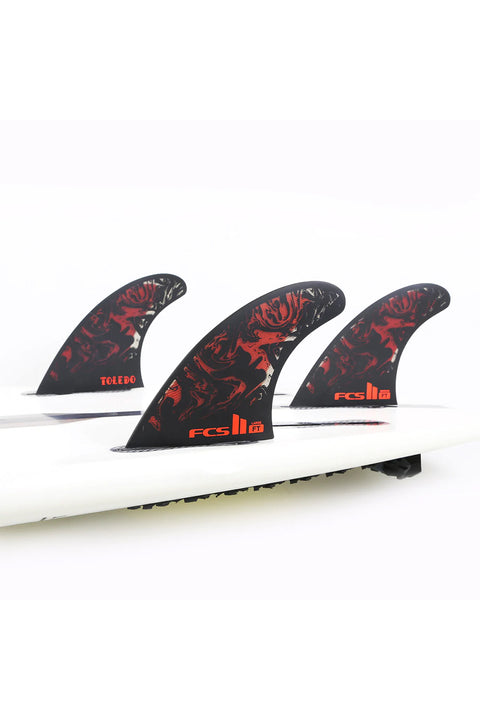 FCS II FT PC Medium Tri Fin Set - Black / Red