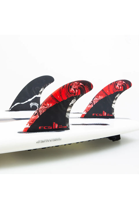 FCS II MB PC Carbon Large Tri-Quad Fin Set - Red
