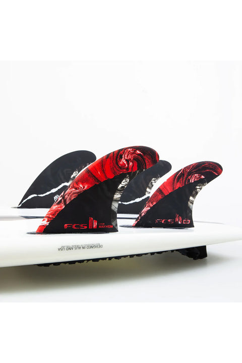 FCS II MB PC Carbon Large Tri-Quad Fin Set - Red