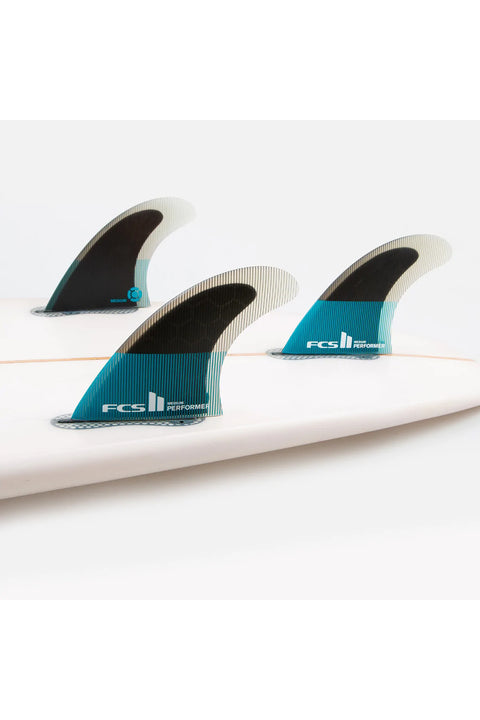 FCS II Performer PC Large Tri Fin Set - Teal / Black
