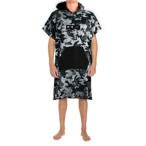 FCS Junior Towel Poncho - Grey Camo / Black