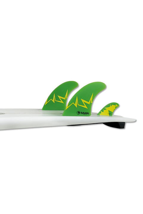 Futures Fins Glenn Pang Twin + 1 Fin Set - Green / Yellow - On Board