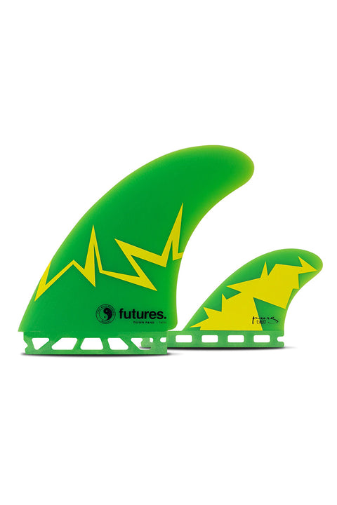 Futures Fins Glenn Pang Twin + 1 Fin Set - Green / Yellow
