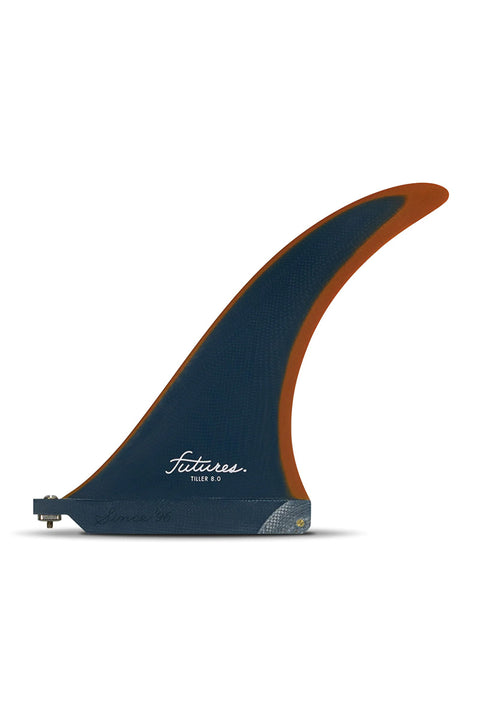 Futures Fins Tiller 8.0 Longboard Fin - Cobalt / Rust