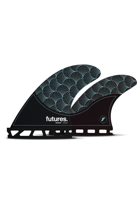 Futures Fins Rasta Honeycomb Quad Fins - Black / Teal