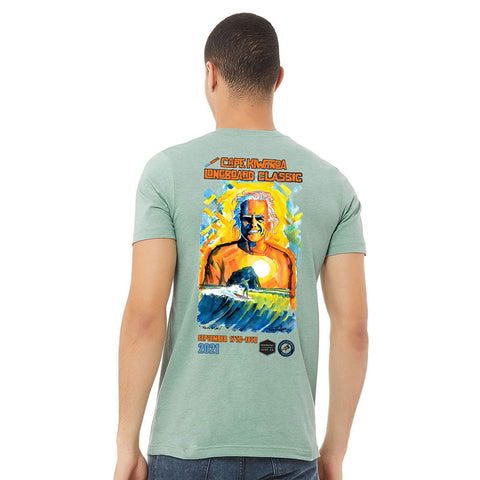 Cape Kiwanda Longboard Classic 2021 T-Shirt - Heather Prism Dusty Blue