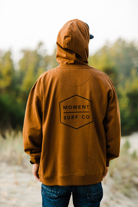 Moment Boxed Logo Pullover Hoodie - Golden Brown