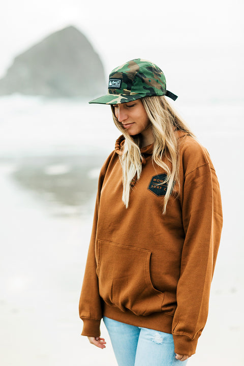 Moment Boxed Logo Pullover Hoodie - Golden Brown