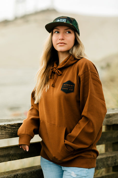 Moment Boxed Logo Pullover Hoodie - Golden Brown