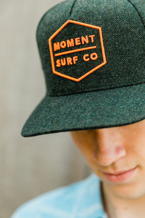 Moment Boxed Logo Hat - Forest / Orange