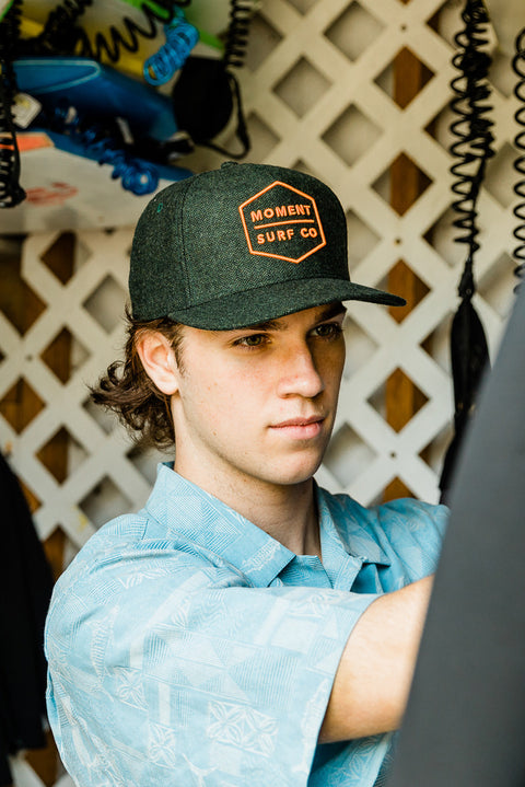 Moment Boxed Logo Hat - Forest / Orange
