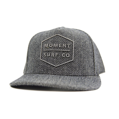 Moment Boxed Logo Hat - Black Herringbone