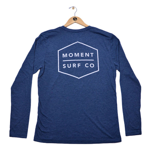 Moment Boxed Logo Long Sleeve Tee - Indigo