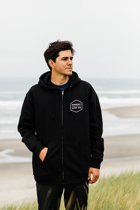 Moment Boxed Topo Logo Zip Hoodie - Black / Multi