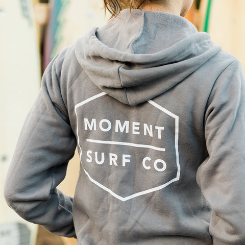 Moment Boxed Logo Zip Hoodie - Storm