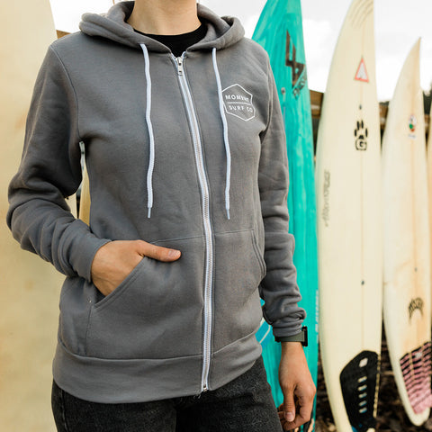 Moment Boxed Logo Zip Hoodie - Storm