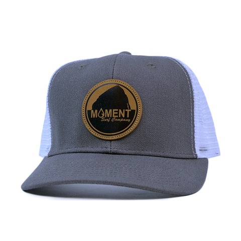Moment Bright Leather Patch Rock Hat Curved Bill - Charcoal / White