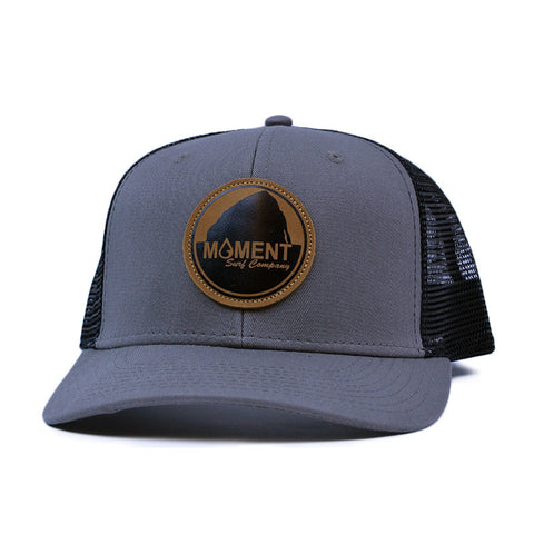 Moment Bright Leather Patch Rock Hat Curved Bill - Charcoal / Black