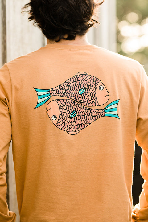 Moment Funky Fish Long Sleeve Tee - Caramel - Back Closeup