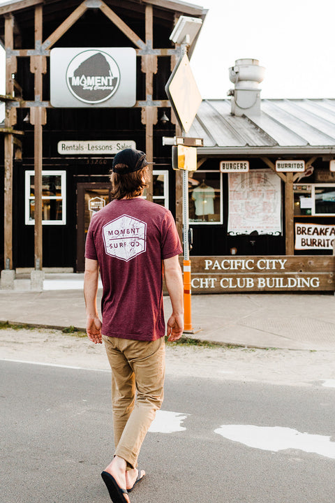 Moment Boxed Logo Tee - Maroon / Topo