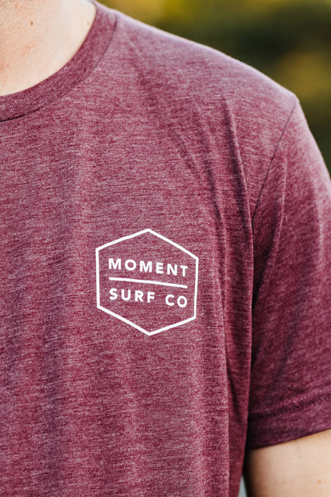 Moment Boxed Logo Tee - Maroon / Topo