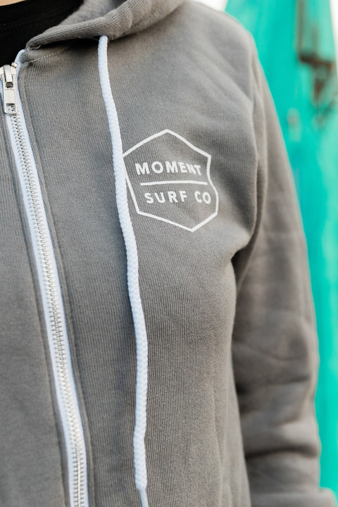 Moment Boxed Logo Zip Hoodie - Storm