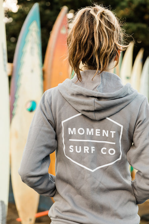 Moment Boxed Logo Zip Hoodie - Storm