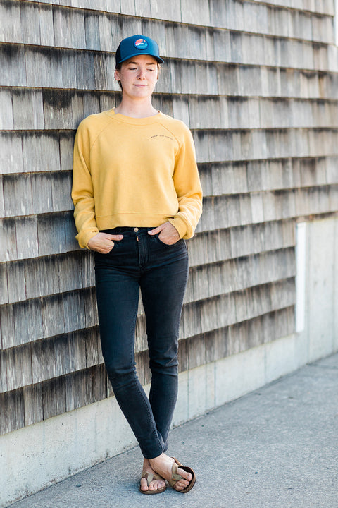 Moment Lady Glider Raglan Pullover Crew - Heather Mustard