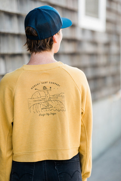 Moment Lady Glider Raglan Pullover Crew - Heather Mustard