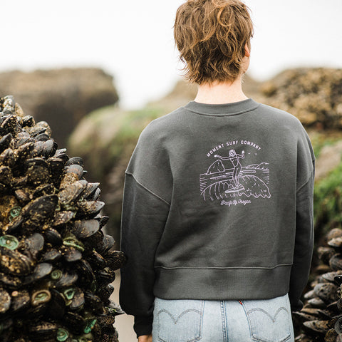 Moment Lady Glider Raglan Pullover Crew - Charcoal