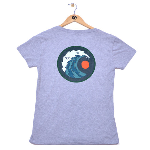 Moment Moon & Wave Women's V-Neck Tee - Heather Grey