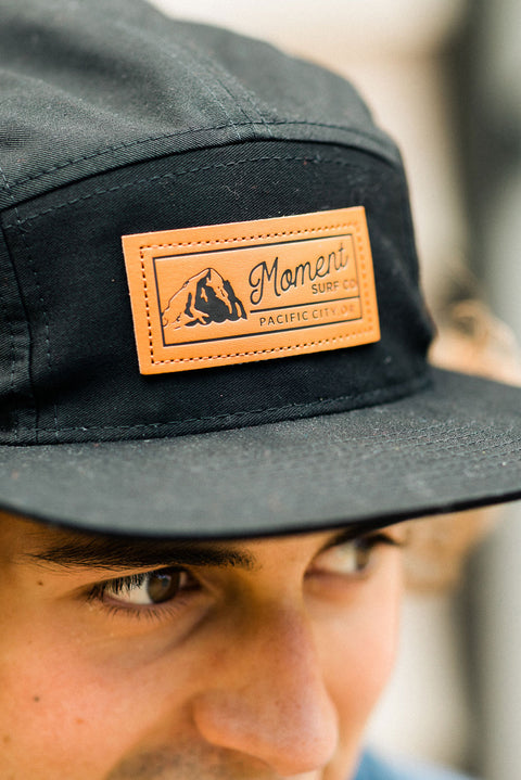 Moment PC Rock Leather Patch 5-Panel Hat - Black