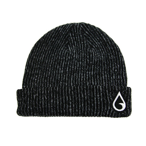 Moment Raindrop Patch Beanie - Black Heather