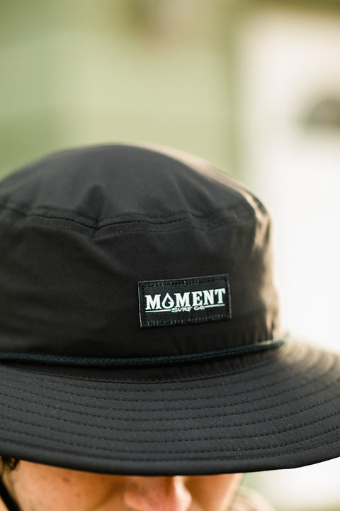 Moment Raindrop Patch Bucket Hat - Black - Closeup