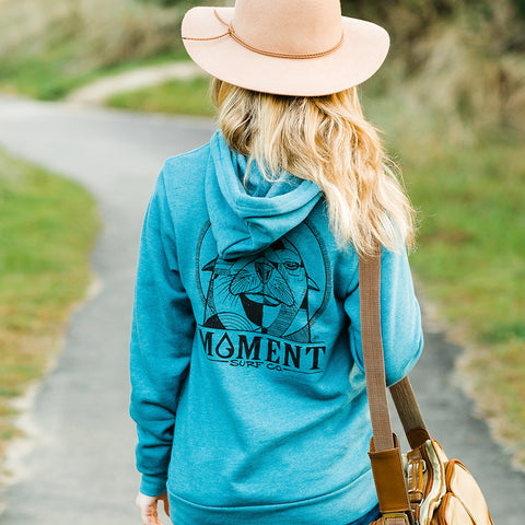 Moment Sea Lion Zip Hoodie - Heather Deep Teal