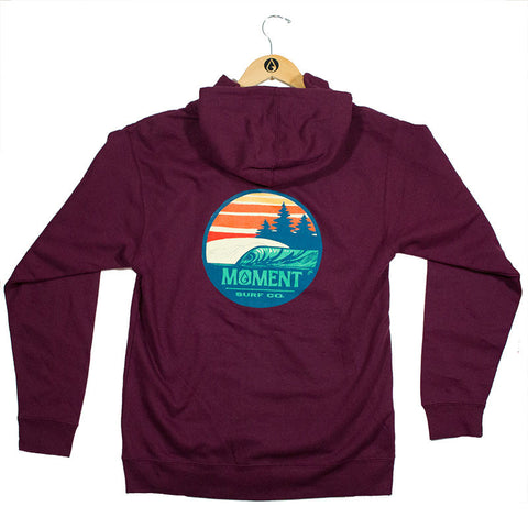 Moment Sunset Waves Zip Hoodie - Maroon