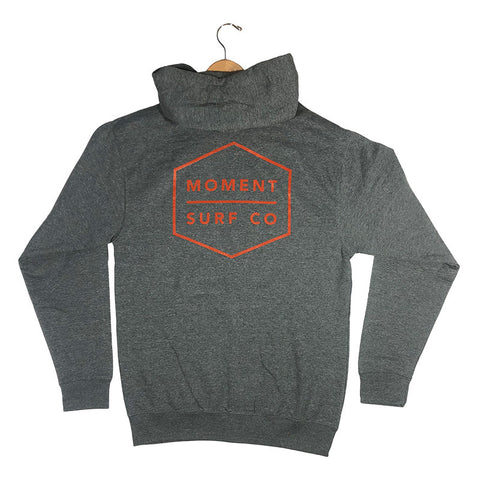 Moment Boxed Logo Zip Hoodie - Gunmetal Orange