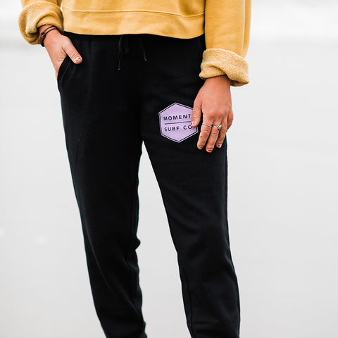 Moment Women's Boxed Logo Sweatpant - Black / Lilac