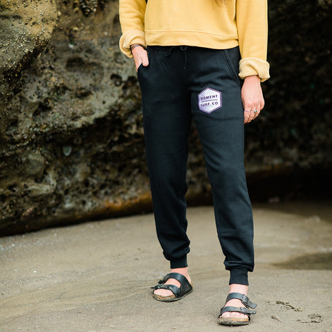 Moment Women's Boxed Logo Sweatpant - Black / Lilac