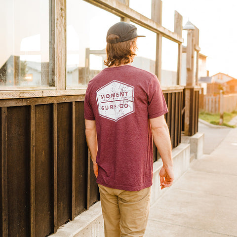 Moment Boxed Logo Tee - Maroon / Topo