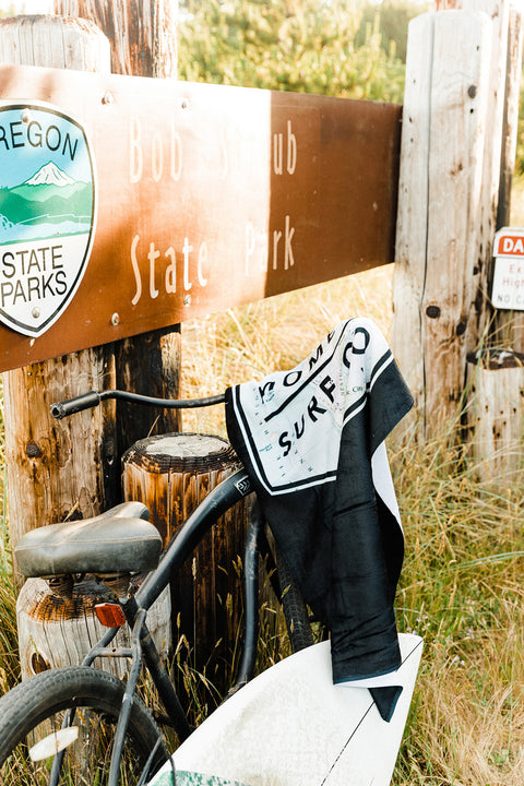 Moment Boxed Topo Logo Towel - Black