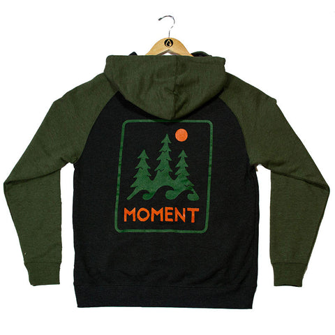Moment Trees And Waves Pullover Hoodie - Charcoal / Army